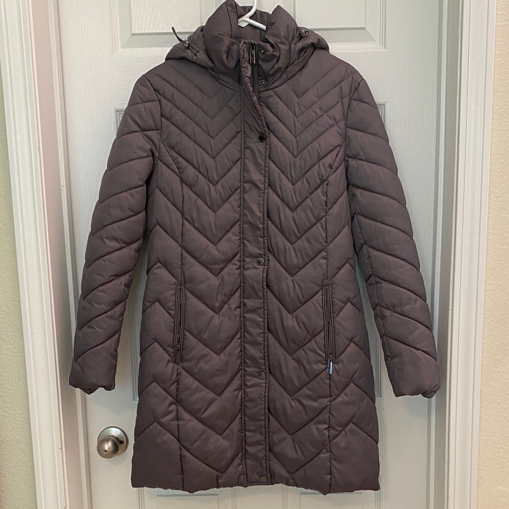 Women's Quilted Puffer Coat - Dark Gray